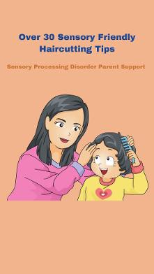 women combing child's hair who has sensory processing disorder Over 30 Sensory Friendly Haircutting Tips   