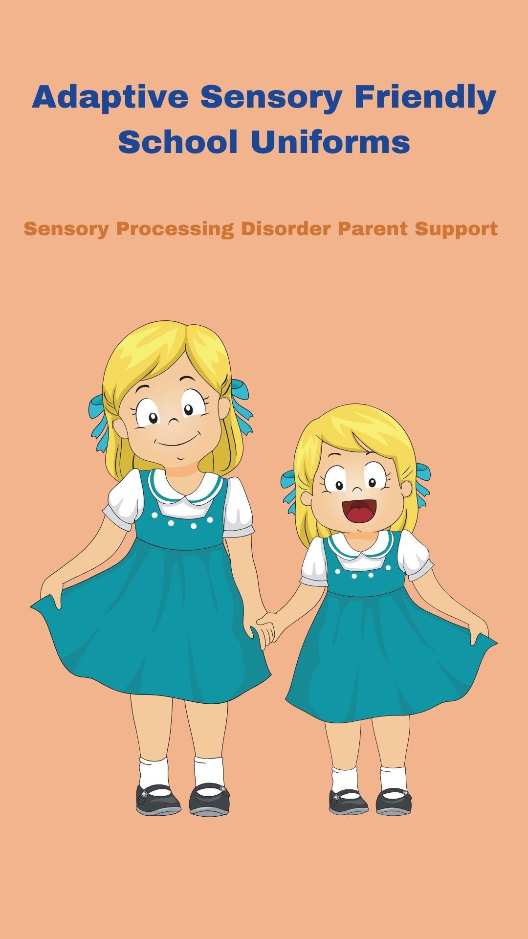 2 girls with sensory processing disorder wearing sensoryfriendly dresses sensory friendly uniforms 