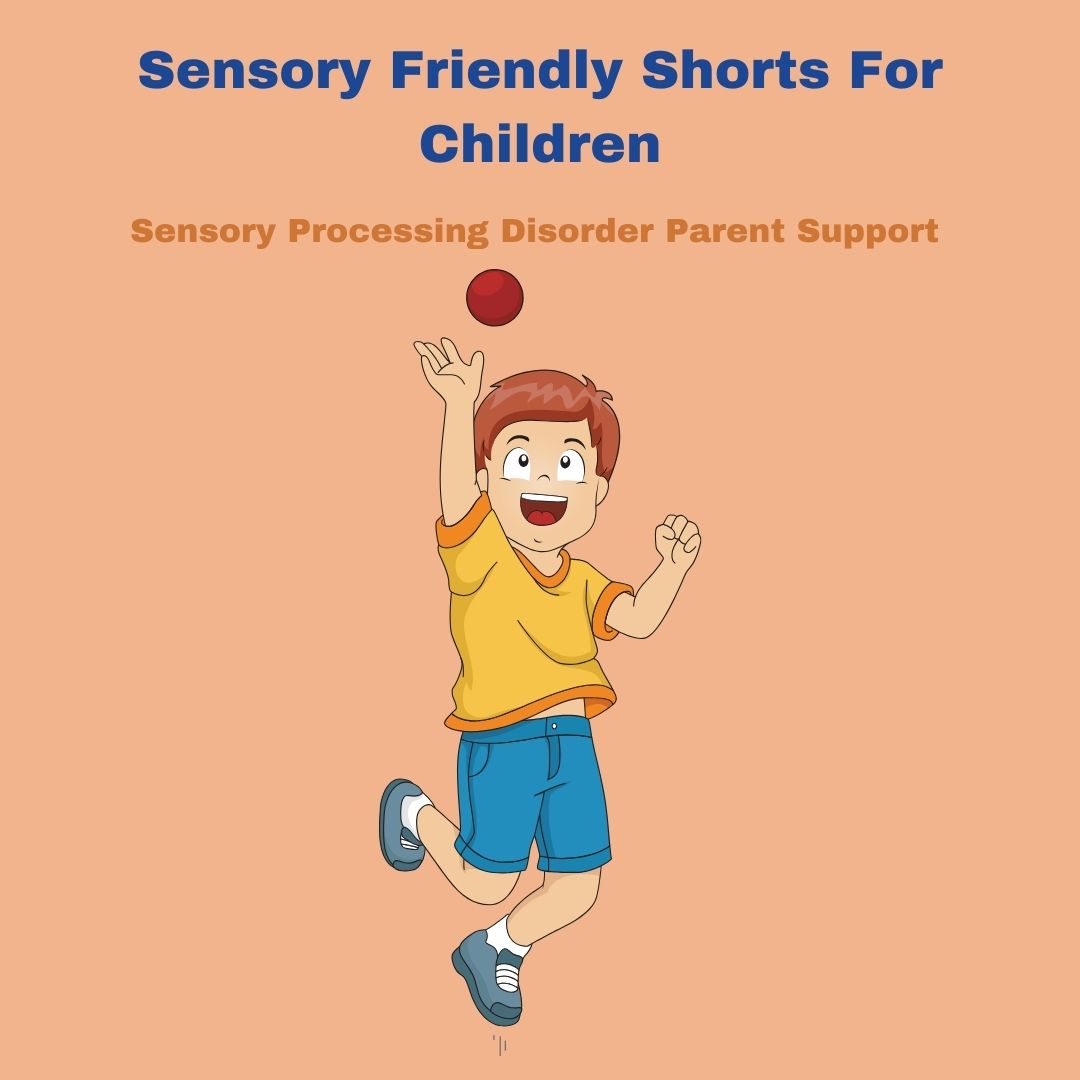 happy boy wearing sensory friendly shorts for children 